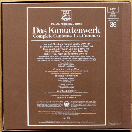Bach • Intégrale des cantates • Kantatenwerk • Complete cantatas • BWV 147-151 • Vol. 29 • Telefunken 6.35654 EX • Leonhardt-Consort • Concentus Musicus Wien • Nikolaus Harnoncourt