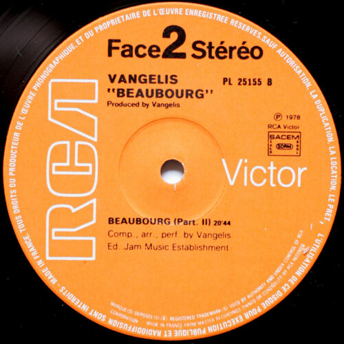 Vangelis • Beaubourg • Part I & II • RCA Victor PL 25155