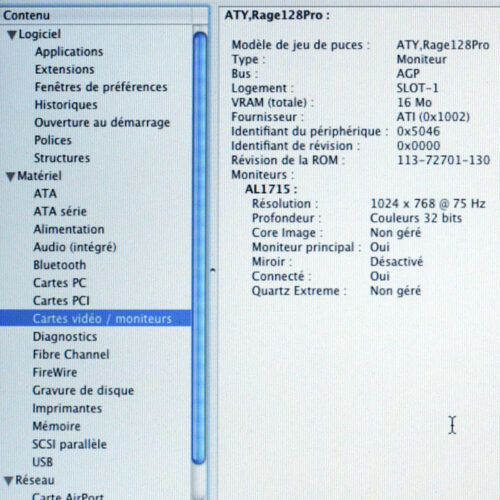 Ati Rage 128 Pro • Apple Macintosh • PowerMac G4 • Carte vidéo AGP • AGP video card • 109-72700-02 • 16 Mo