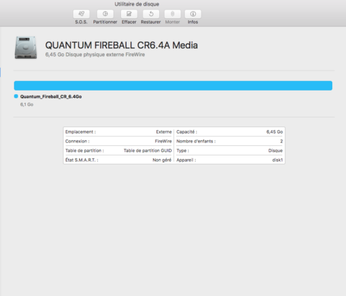 Quantum Fireball CR • Apple Macintosh • Disque dur • Hard drive • FBCRA 655-0695 • 3.5” • 6.0 Go • IDE • 5400 r.p.m.
