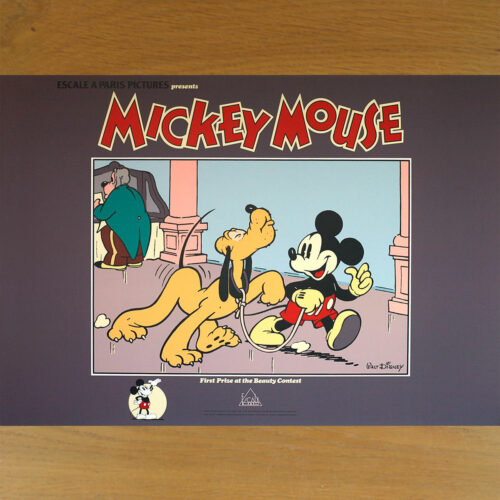 Walt Disney • Mickey Mouse & Pluto • First prize at the Beauty Contest • Sérigraphie • Christian Desbois Edition • Escale à Paris • Neuve • 1988