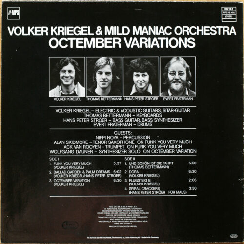Volker Kriegel & Mild Maniac Orchestra • Octember Variations • MPS Records 68.147 • Thomas Bettermann • Hans Peter Ströer • Evert Fraterman
