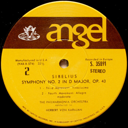 Sibelius • Symphonie n° 2 • Angel Records S 35891 • Philharmonia Orchestra • Herbert von Karajan