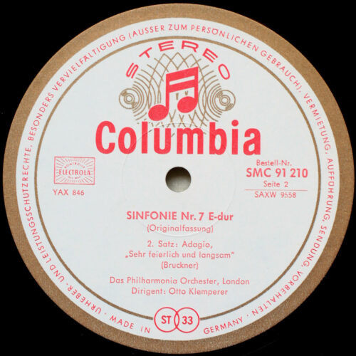 Bruckner • Symphonie n° 7 en Mi majeur • Symphonie Nr. 7 E-dur • Columbia SMC 91 210/11S • The Philharmonia Orchestra • Otto Klemperer