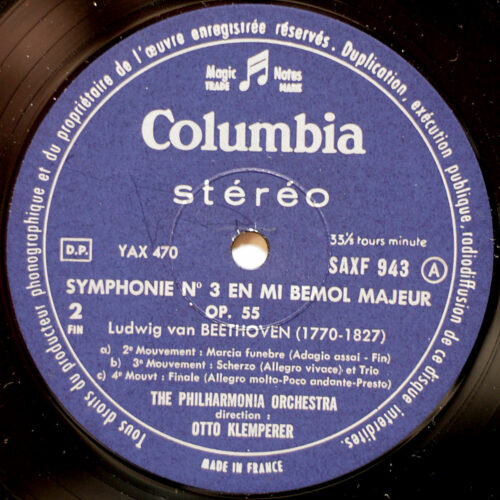 Beethoven • Symphonie n° 3 "Eroica" • Columbia FCX 943 • Philharmonia Orchestra • Otto Klemperer