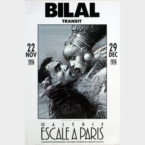 Enki Bilal • Transit • Le cadeau de rupture • Exposition Galerie Escale à Paris – Du 22 novembre au 29 décembre • Offset • Christian Desbois Editions • 1990 • Neuve