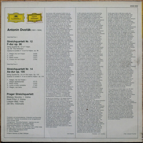 Dvořák • Quatuors à cordes • Streichquartette • String Quartets • n° 12 - Op. 96 "The American" & 14 - Op. 105 • DGG 2530 632 • Prager Streichquartett