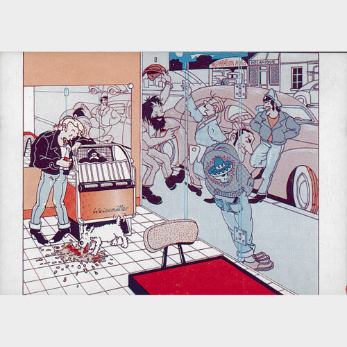 Luky Weissmuller • Série Viper • Pastiche de Tintin • Que vont-ils devenir… • Carte postale • Sinsemilla Éditions • 1984
