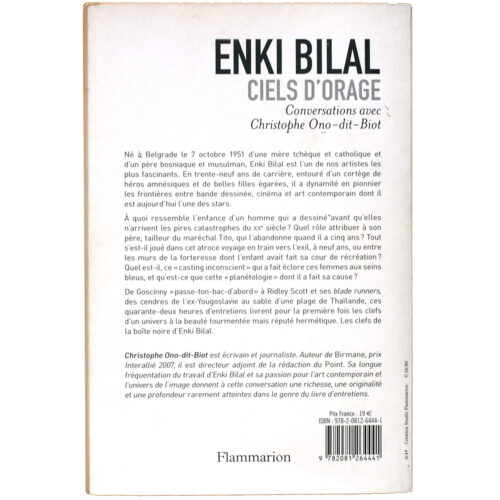 Enki Bilal • Ciels d'orage • Conversations avec Christophe Ono-dit-Biot • Flammarion • 2011