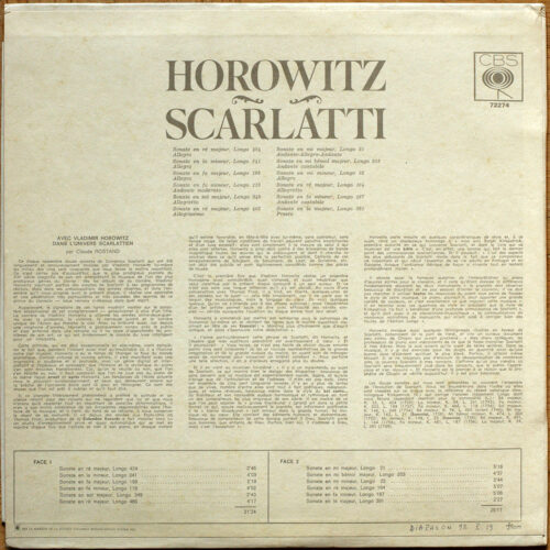 Scarlatti • 12 sonates • 12 sonatas • CBS 72274 • Vladimir Horowitz