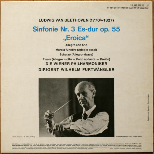 Beethoven • Symphonie n° 3 "Eroica" • Die Volksplatte 1C 047-00810 • Wiener Philharmoniker • Wilhelm Furtwängler
