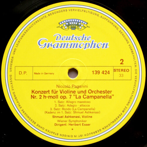 Paganini • Concertos pour violon n° 1 & 2 "La Campanella" • DGG 139 424 SLPM • Shmuel Ashkenasi • Wiener Symphoniker • Heribert Esser