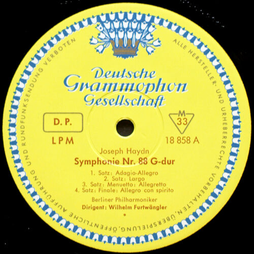 Joseph Haydn – Symphonie Nr. 88 G-dur • Robert Schumann – Symphonie Nr. 4 • DGG 18 858 LPM • Wiener Philharmoniker • Wilhelm Furtwängler