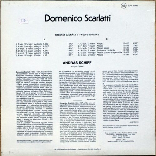 Scarlatti • 12 sonates • 12 sonatas • Hungaroton SLPX 11806 • András Schiff