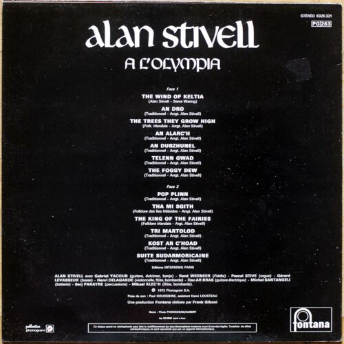 Alan Stivell • A l'Olympia • Fontana 6325 321 • Dan Ar Bras • Michel Santangeli • Gabriel Yacoub • Michael Klec'h • Gerard Levasseur