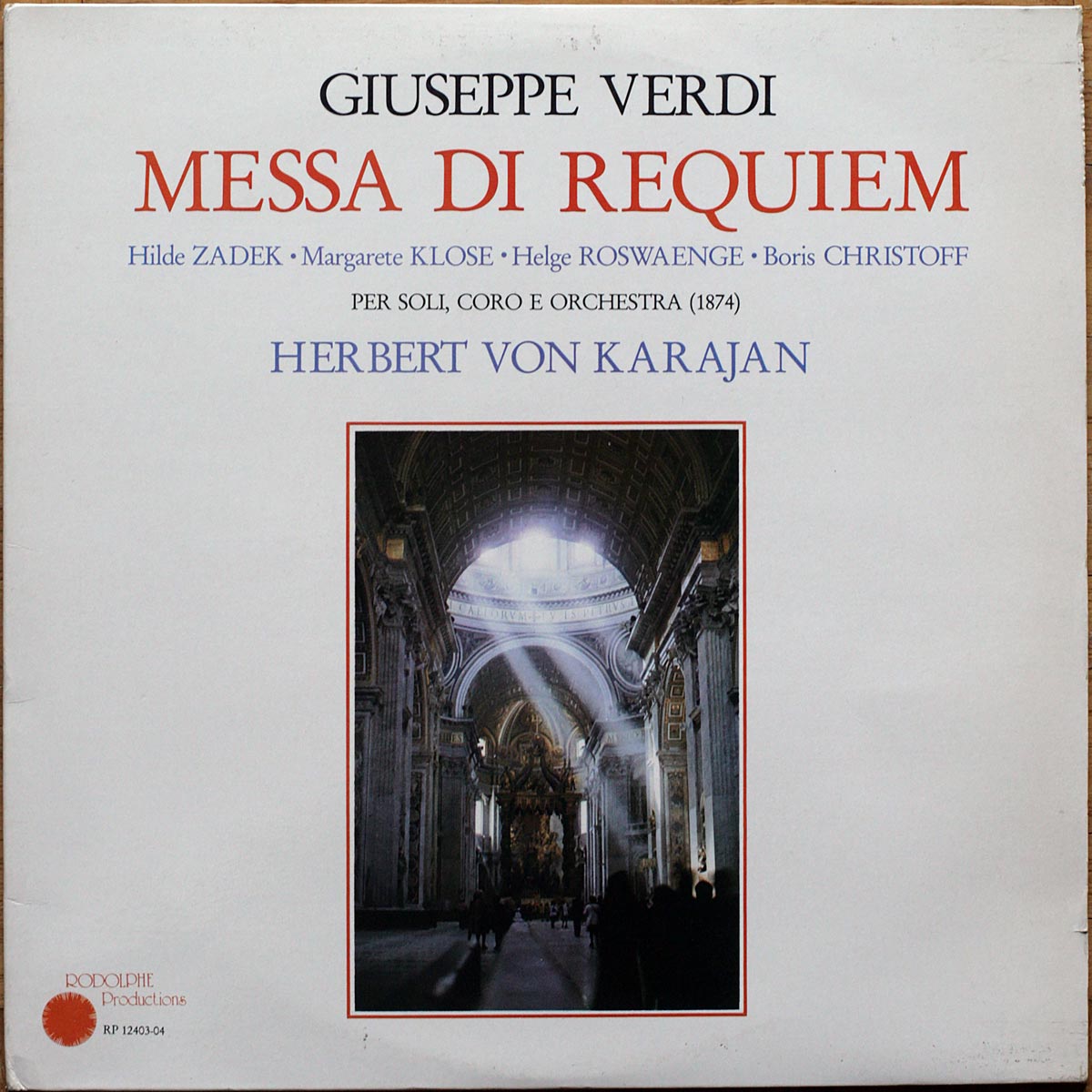 Verdi • Requiem • Salzburg festival 1949 • Rodolphe RP 12403-4 • Boris Christoff • Margarete Klose • Hilde Zadek • Helge Roswaenge • Wiener Philharmoniker • Herbert von Karajan