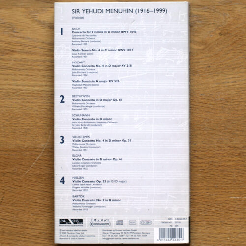 Bach • Mozart • Beethoven • Schumann • Vieuxtemps • Elgar • Nielsen • Concertos pour violon • Artone 222351-354 • Yehudi Menuhin • Pritchard • Furtwängler • Barbirolli • Wöldike