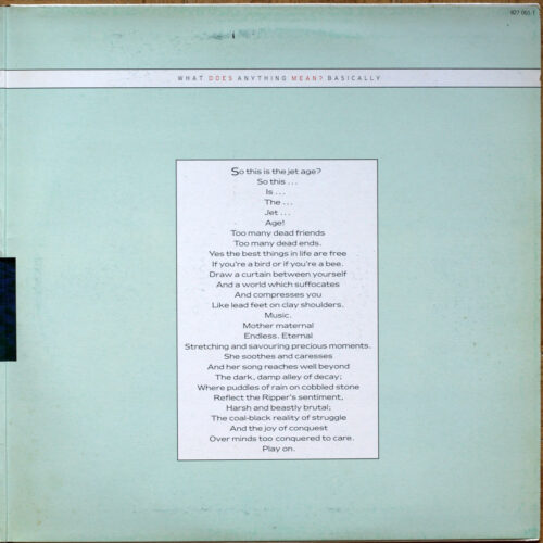 The Chameleons • What does anything mean? Basically • Statik Records 827 001-1 • Mark Burgess • Dave Fielding • John Lever • Reg Smithies