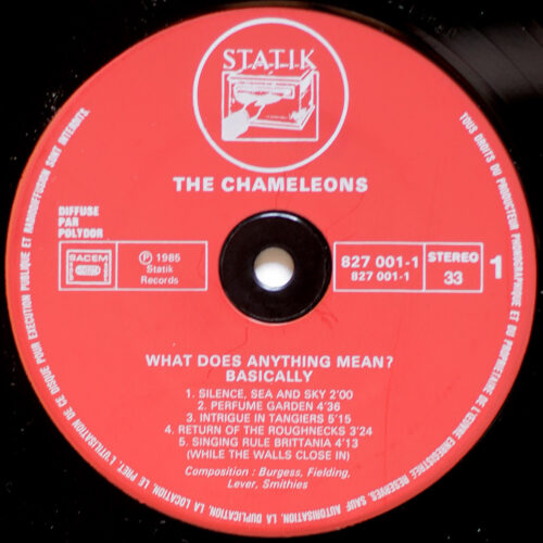 The Chameleons • What does anything mean? Basically • Statik Records 827 001-1 • Mark Burgess • Dave Fielding • John Lever • Reg Smithies