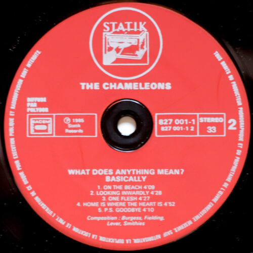 The Chameleons • What does anything mean? Basically • Statik Records 827 001-1 • Mark Burgess • Dave Fielding • John Lever • Reg Smithies