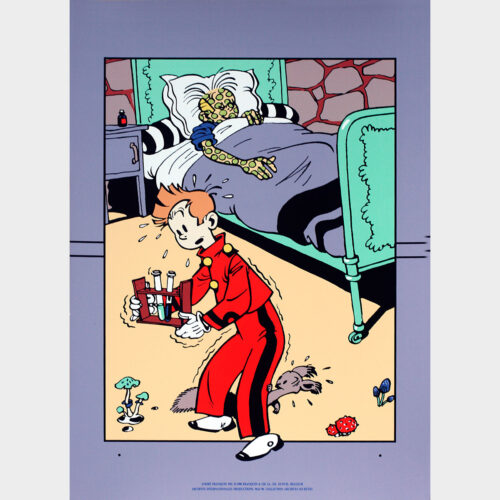 André Franquin • Spirou et Fantasio • Il y a un sorcier à Champignac – Fantasio est malade • Sérigraphie • Éditions Archives Internationales • Archives secrètes • Neuve • 1990