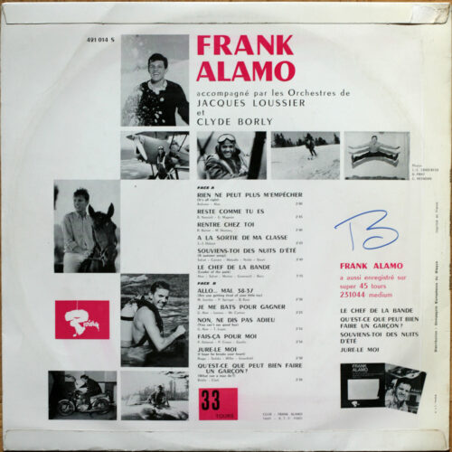 Frank Alamo accompagné par les orchestres : Jacques Loussier et Clyde Borly • Riviera 421 014 S