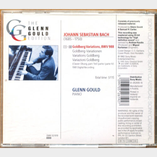 The Glenn Gould Edition • Bach • Goldberg variations • Les variations Goldberg • Goldberg-Variationen • BWV 7988 • Sony SMK 52 619 • Glenn Gould