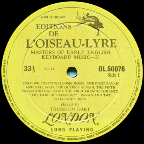 Les maîtres de la musique anglaise ancienne pour clavier • Masters of early english keyboard music • Vol. 2 • William Byrd • Thomas Tomkins • L'Oiseau-Lyre OL 50076 • Thurston Dart