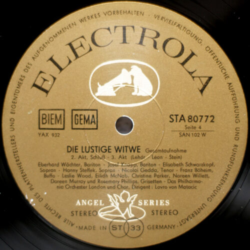 Lehar • La veuve joyeuse • Die lustige Witwe • The merry widow • Elisabeth Schwarzkopf • EMI Electrola A 80 771/72 Angel Series • Philharmonia Orchestra • Lovro Von Matacic