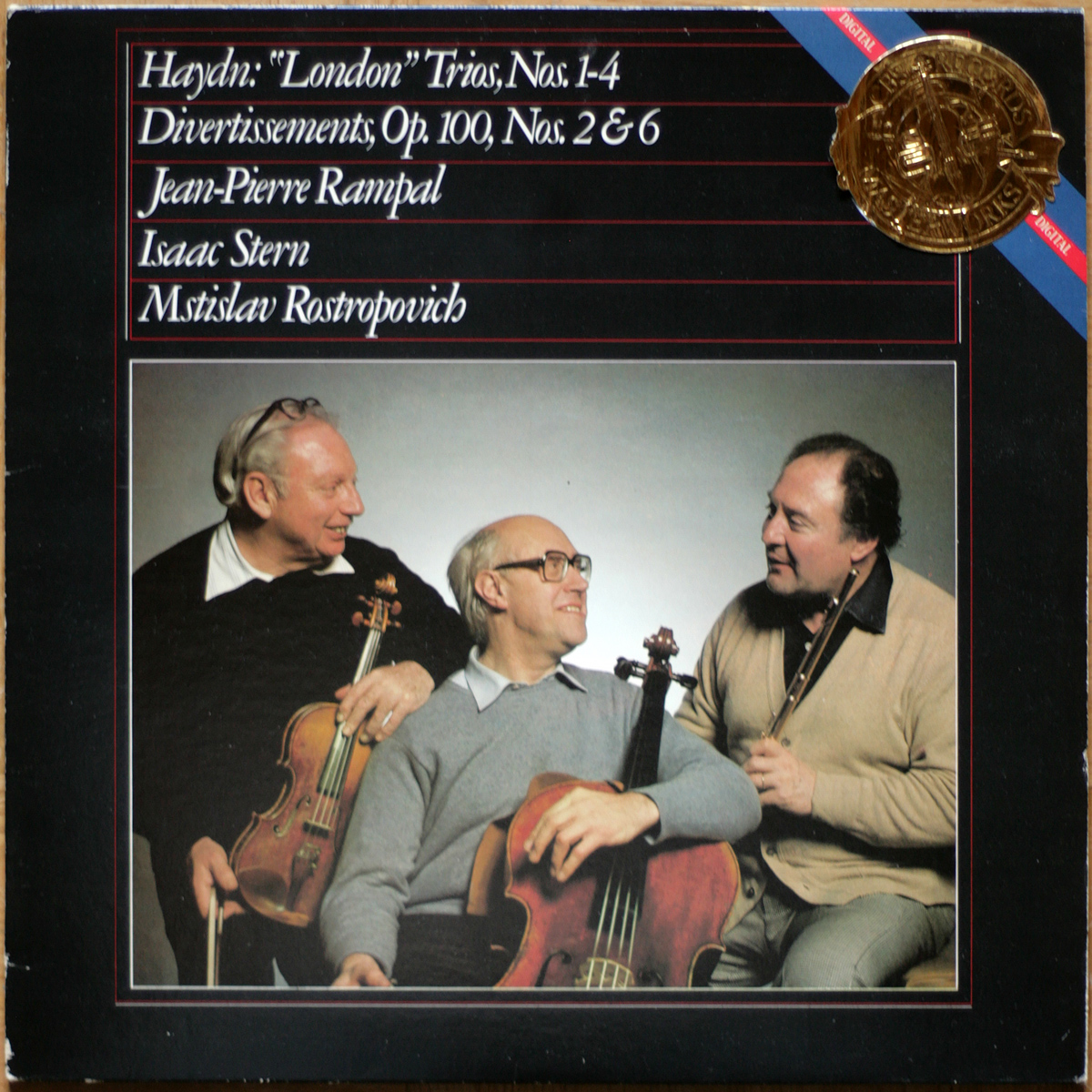 Haydn • "London" trios n° 1 - 4 • Divertissements n° 2 & 6 • CBS IM 37786 • Jean-Pierre Rampal • Isaac Stern • Mstislav Rostropovich