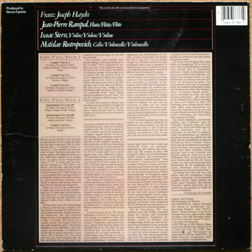 Haydn • "London" trios n° 1 - 4 • Divertissements n° 2 & 6 • CBS IM 37786 • Jean-Pierre Rampal • Isaac Stern • Mstislav Rostropovich