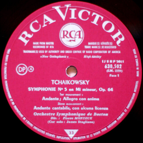 Tchaikovsky • Tschaikowsky • Symphonie n° 5 • RCA 630.502 A • Boston Symphony Orchestra • Pierre Monteux