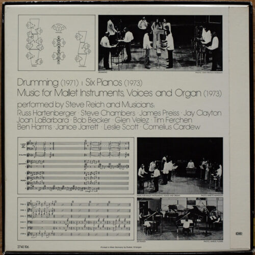 Steve Reich • Drumming • Six pianos • Music for mallet instruments & voices & organ • DGG 2740 106 • Jay Clayton • Joan LaBarbara • Steve Chambers • Bob Becker