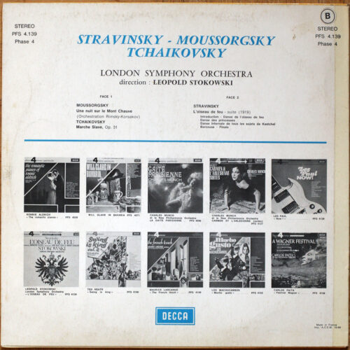 Stravinsky – L'oiseau de feu • Moussorgsky – Une nuit sur le Mont Chauve • Tchaïkovsky – Marche slave • Phase 4 Stereo – Decca PFS 4139 • London Symphony Orchestra • Leopold Stokowski