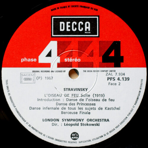 Stravinsky – L'oiseau de feu • Moussorgsky – Une nuit sur le Mont Chauve • Tchaïkovsky – Marche slave • Phase 4 Stereo – Decca PFS 4139 • London Symphony Orchestra • Leopold Stokowski