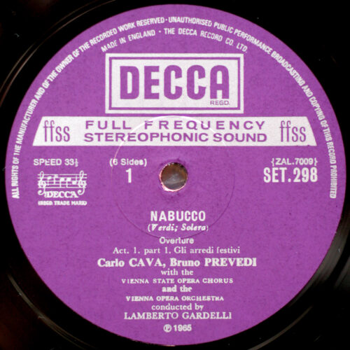 Verdi • Nabucco • Tito Gobbi • Elena Souliotis • Carlo Cava • Bruno Prevedi • Giovanni Foiani • Decca SET 298-300 • Wiener Opernorchester • Lamberto Gardelli