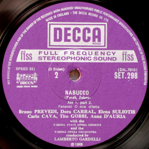 Verdi • Nabucco • Tito Gobbi • Elena Souliotis • Carlo Cava • Bruno Prevedi • Giovanni Foiani • Decca SET 298-300 • Wiener Opernorchester • Lamberto Gardelli