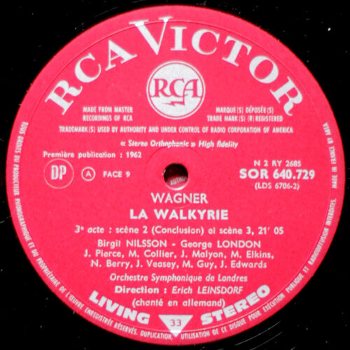 Wagner • La Walkyrie • Die Walküre • RCA Victor 640.728/32 (Deluxe) • Birgit Nilsson • Rita Gorr • Jon Vickers • George London • London Symphony Orchestra • Erich Leinsdorf