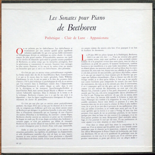 Beethoven • Sonates pour piano • Klaviersonaten • Piano sonatas • N° 8 "Pathétique" – n° 14 "Mondschein" – n° 23 "Appassionata" • Discophiles Français DF 57 • Yves Nat