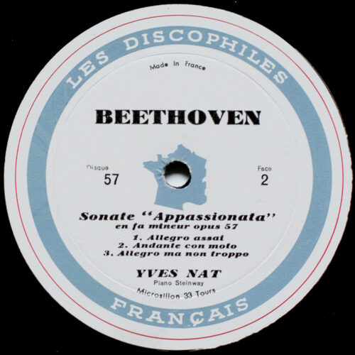 Beethoven • Sonates pour piano • Klaviersonaten • Piano sonatas • N° 8 "Pathétique" – n° 14 "Mondschein" – n° 23 "Appassionata" • Discophiles Français DF 57 • Yves Nat