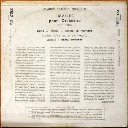 Debussy • Images pour orchestre – Gigues – Ibéria – Rondes de printemps • FALP 174 • Orchestre symphonique de San Francisco • Pierre Monteux