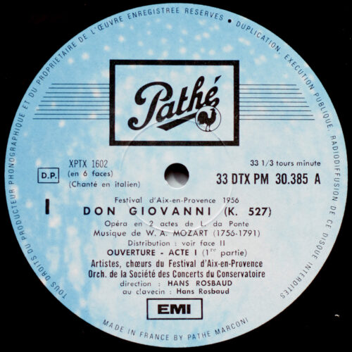 Mozart • Don Giovanni • Pathé DTX PM 30385/7 • Teresa Stich-Randall • Suzanne Danco • Anna Moffo • Antonio Campo • Orchestre De La Société Des Concerts Du Conservatoire • Hans Rosbaud