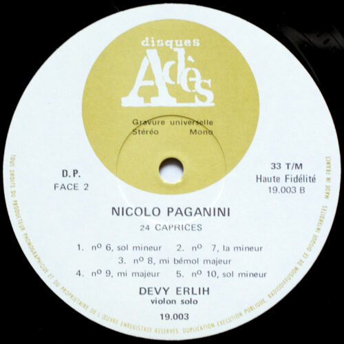 Paganini ‎• 24 caprices pour violon seul • 24 caprices for solo violin • 24 capricci per violine solo • Adès 19003/4 • Devy Erlih