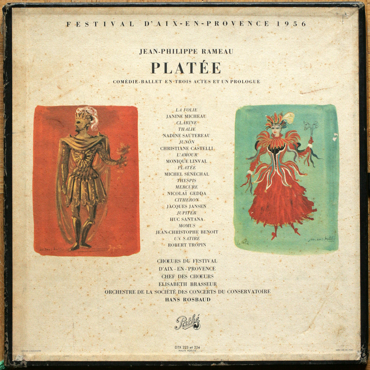 Rameau • Platée • Pathé DTX 223 • Janine Micheau • Michel Sénéchal • Nicolai Gedda • Nadine Sautereau • Orchestre De La Société Des Concerts Du Conservatoire • Hans Rosbaud