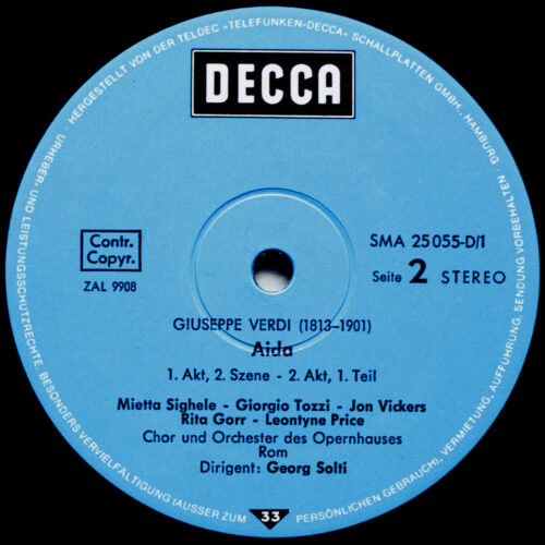 Verdi • Aida • Decca SMA 25055-D/1-3 • Leontyne Price • Rita Gorr • Jon Vickers • Robert Merrill • Orchestra Del Teatro Dell'Opera Di Roma • Georg Solti