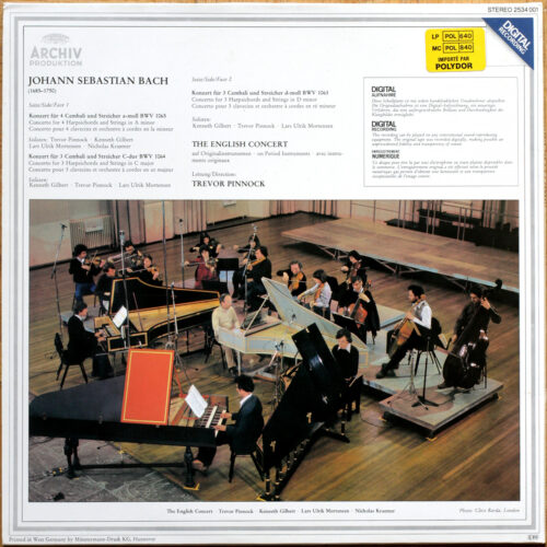 Bach • Les concertos pour 3 & 4 clavecins • BWV 1063-65 • Archiv Produktion 2534 001 • Trevor Pinnock • Kenneth Gilbert • Lars Ulrik Mortensen • Nicholas Kraemer • The English Concert