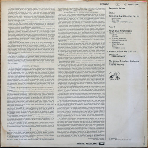 Britten • Four sea interludes & Passacaglia from "Peter Grimes" – Sinfonia Da Requiem • EMI 2C 065-02612 • London Symphony Orchestra • André Previn