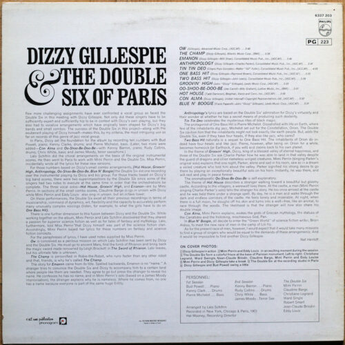 Les Double Six ‎& Dizzy Gillespie • Philips 6337 203 • Pierre Michelot • Kenny Clark • Bud Powell • Chris White • Rudy Collins • Kenny Barron • James Moody