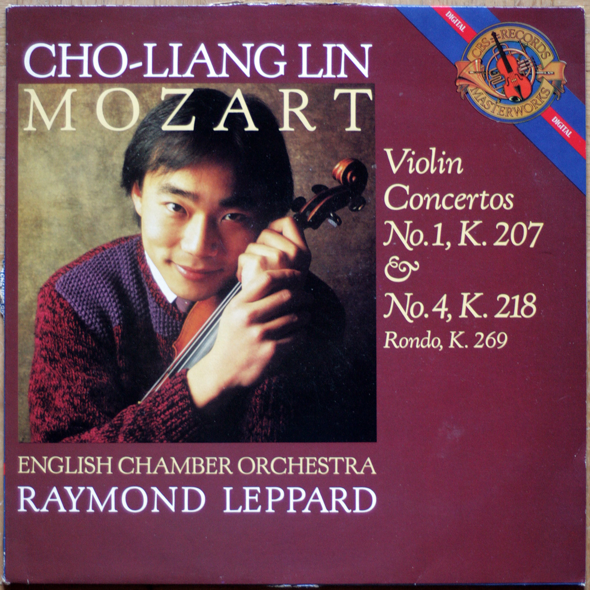 Mozart • Concertos pour violon n° 1 – KV 207 & n° 4 – KV 218 • CBS M 44503 • Cho-Liang Lin • English Chamber Orchestra • Raymond Leppard