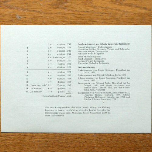 Purcell • 15 fantaisies pour violes de gambe • Archiv Produktion 14 027 APM • Alexander Molzahn • Gertrud Flügel • Johannes Koch • Hannelore Müller • Marianne Majer • Herbert Just – Image 5